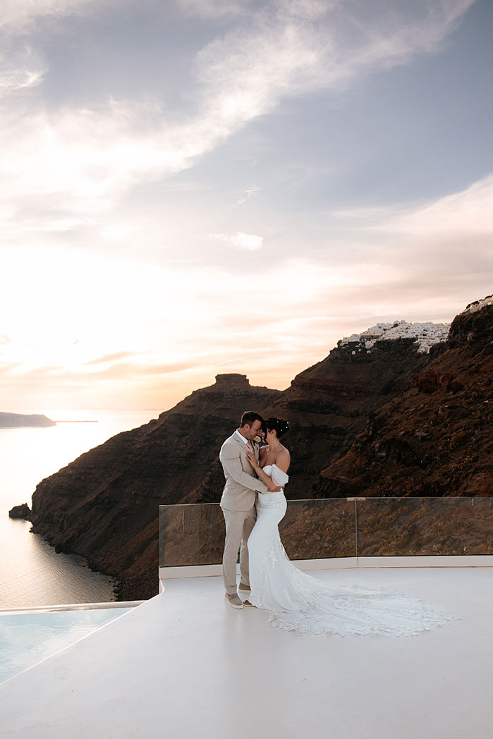 Surprise proposal photography at Oia sunset, Santorini