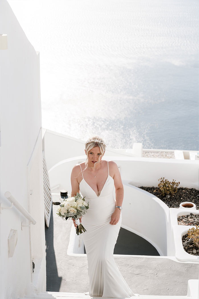 Santorini surprise proposal at sunset