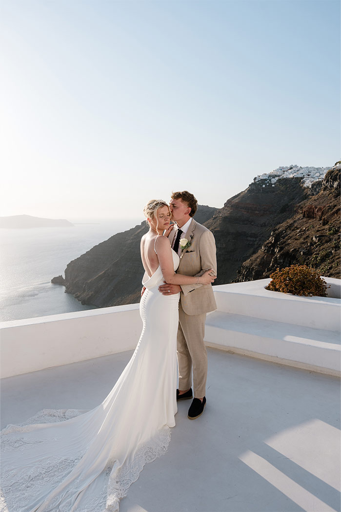 Wedding moment captured in Santorini, Greece
