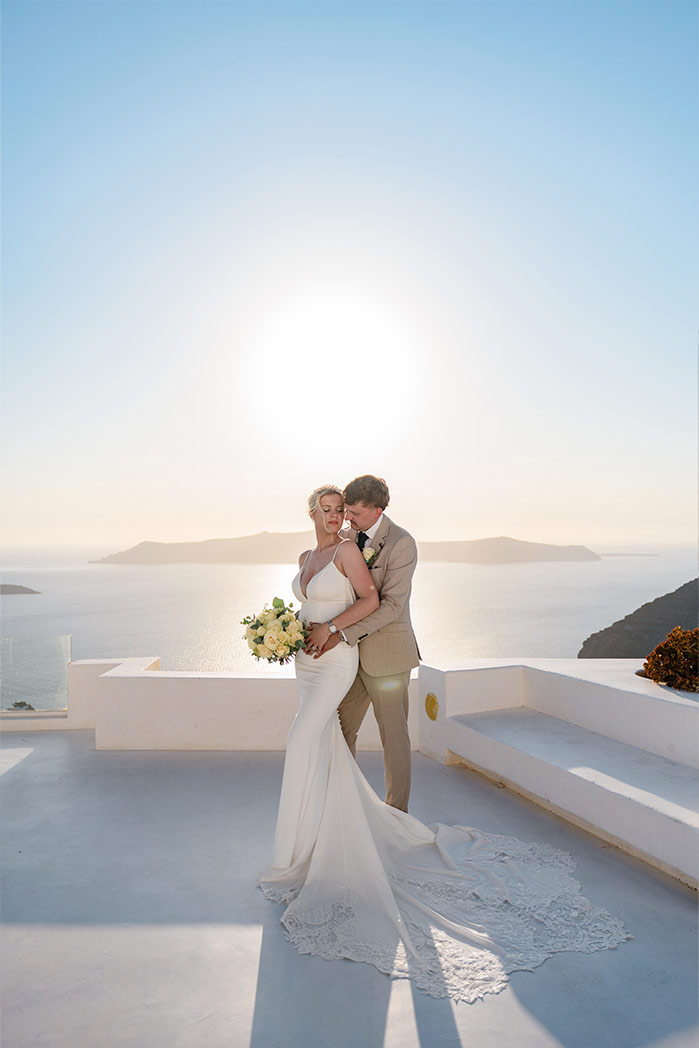 Santorini wedding couple portrait