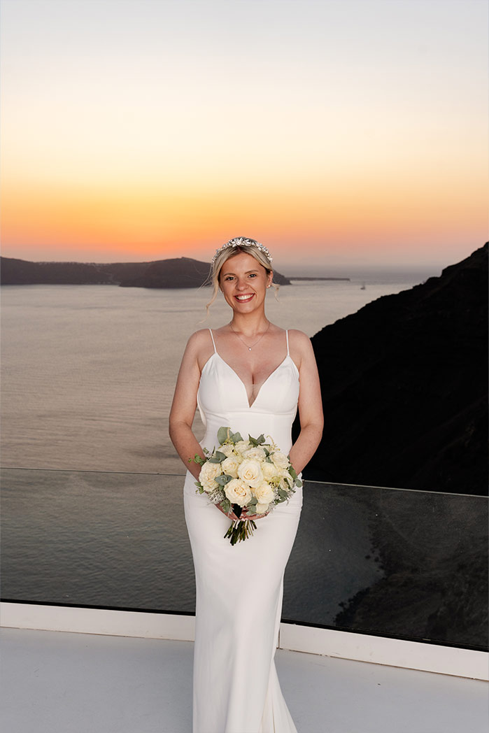 Golden hour wedding photography in Santorini