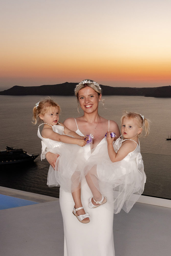 Candid wedding photography on the Santorini caldera