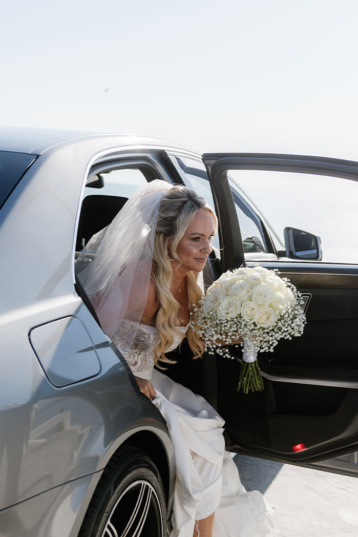 Wedding portraits above the Aegean sea, Santorini